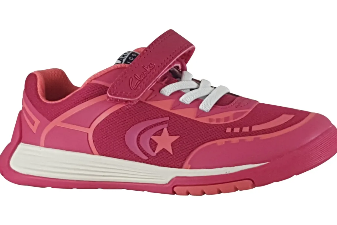 Clarks Velcro | Girls Trainers<CicaStarFlexK. Pink Combi (F Fit) Girls Sports Trainers