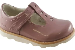Clarks Velcro | Girls First Shoes<Crown Teen T. Dusty Pink Girls Leather Patent First Shoes