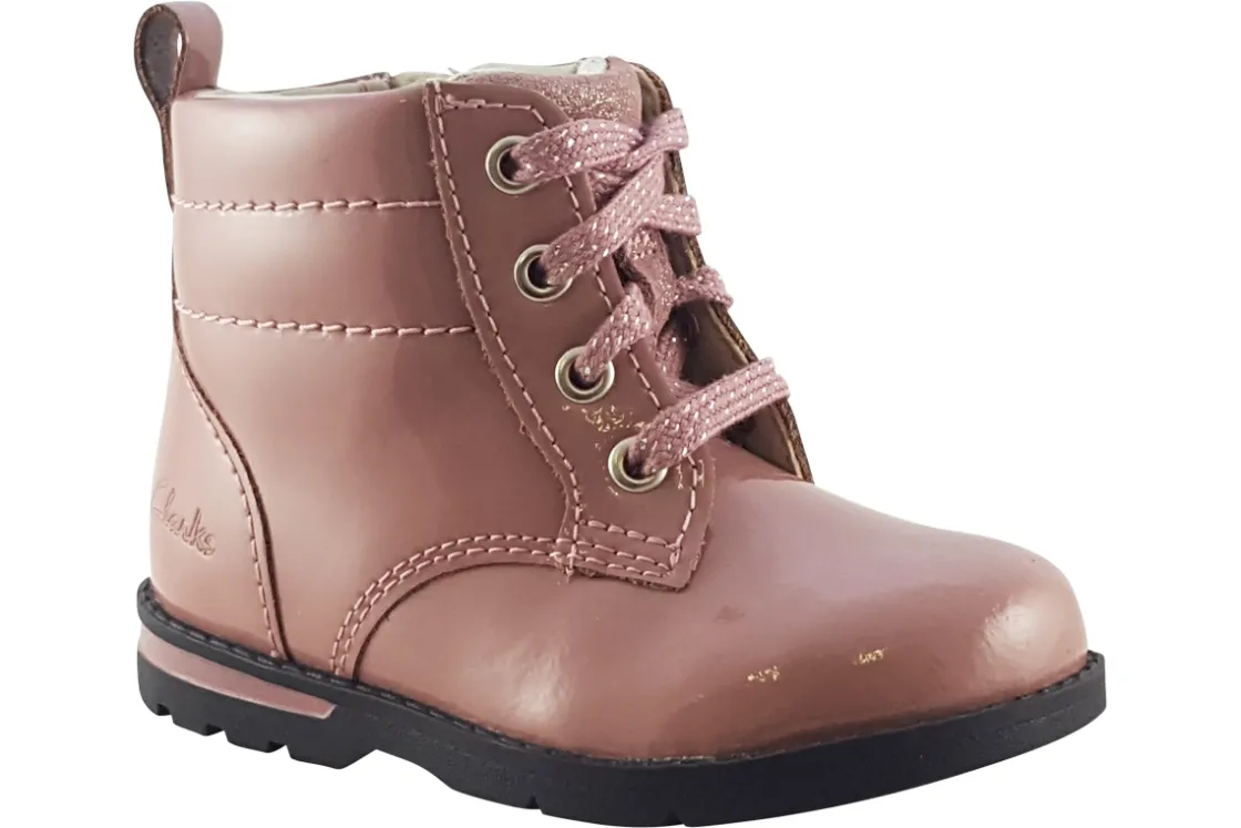 Clarks Zip | Girls Boots<Dabi Lace T. Dusty Pink Girls Leather Patent Boots