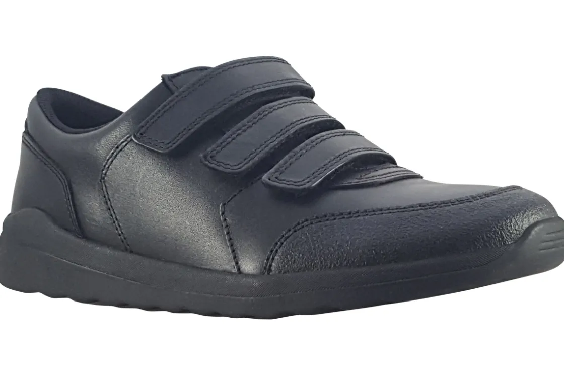 BOY Clarks Junior Boys | Senior Boys<Daze Step 2 Y Black Boys Leather School Shoes