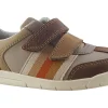 BOY Clarks Velcro | Boys Shoes<Den Stripe K (F Fit) Boys Leather Shoes