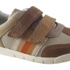 BOY Clarks Velcro | Podiatrist Approved<Den Stripe T Boys Leather First Shoes