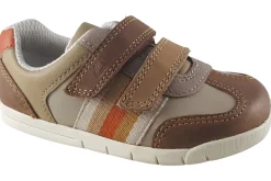 BOY Clarks Velcro | Podiatrist Approved<Den Stripe T Boys Leather First Shoes