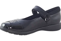 Clarks Velcro | Junior Girls<Etch Beam K Black Girls Leather Patent School Shoes