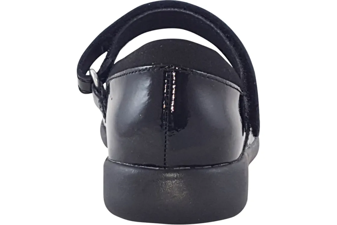 Clarks Velcro | Junior Girls<Etch Beam K Black Girls Leather Patent School Shoes