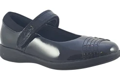 Clarks Velcro | Junior Girls<Etch Beam T Black Girls Leather Patent School Shoes