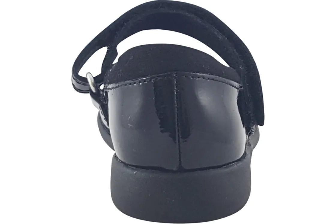 Clarks Velcro | Junior Girls<Etch Beam T Black Girls Leather Patent School Shoes