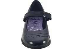 Clarks Junior Girls | Velcro<Etch Gem K. Black Girls Leather Patent School Shoes