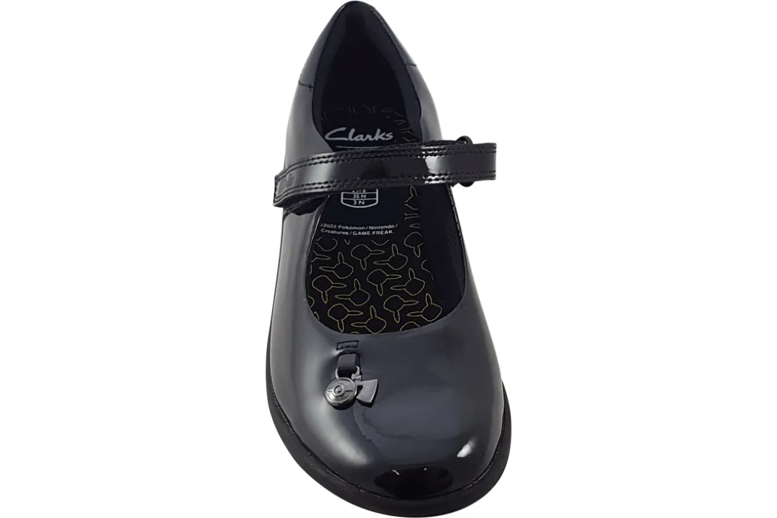Clarks Junior Girls | Girls Shoes<Etch Mist O. Black Girls Leather Patent School Shoes