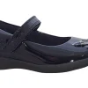 Clarks Junior Girls | Velcro<Etch Space K. Black Girls Leather Patent School Shoes
