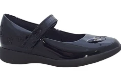Clarks Junior Girls | Velcro<Etch Space K. Black Girls Leather Patent School Shoes