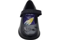 Clarks Junior Girls | Velcro<Etch Space K. Black Girls Leather Patent School Shoes