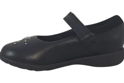 Clarks Velcro | Junior Girls<Etch Spark T Black Girls Leather Shoes