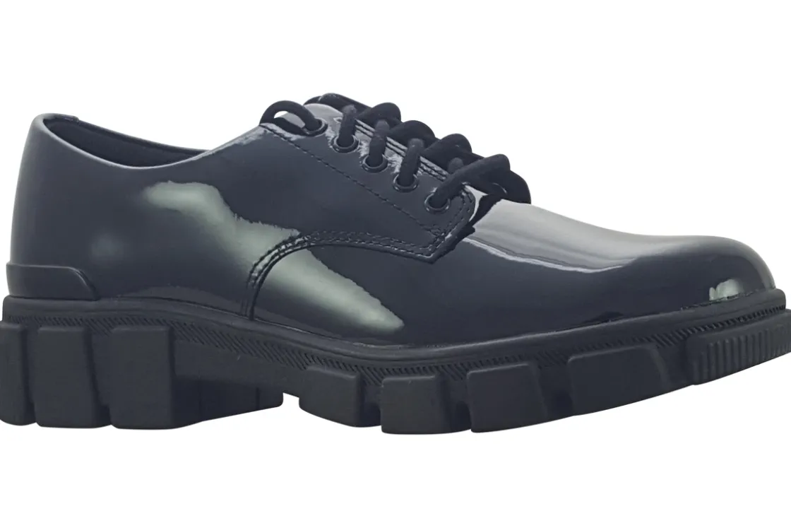 Clarks Junior Girls | Senior Girls<Evyn Lace Y. Girls Black Leather Patent School Shoes