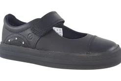Clarks Velcro | Junior Girls<Flare Shine K Black Girls Leather Shoes
