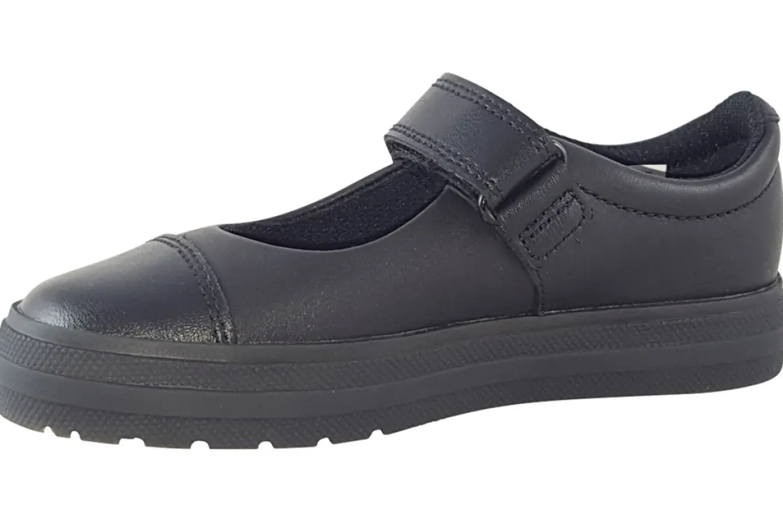 Clarks Velcro | Junior Girls<Flare Shine K Black Girls Leather Shoes