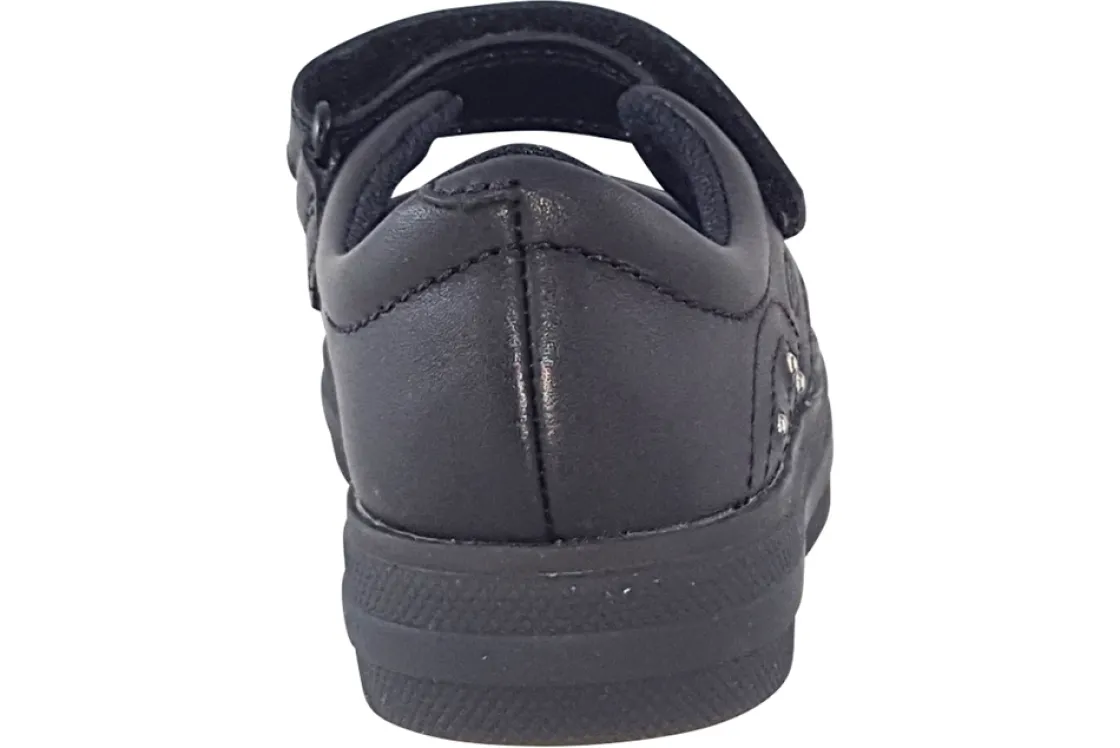 Clarks Velcro | Junior Girls<Flare Shine K Black Girls Leather Shoes