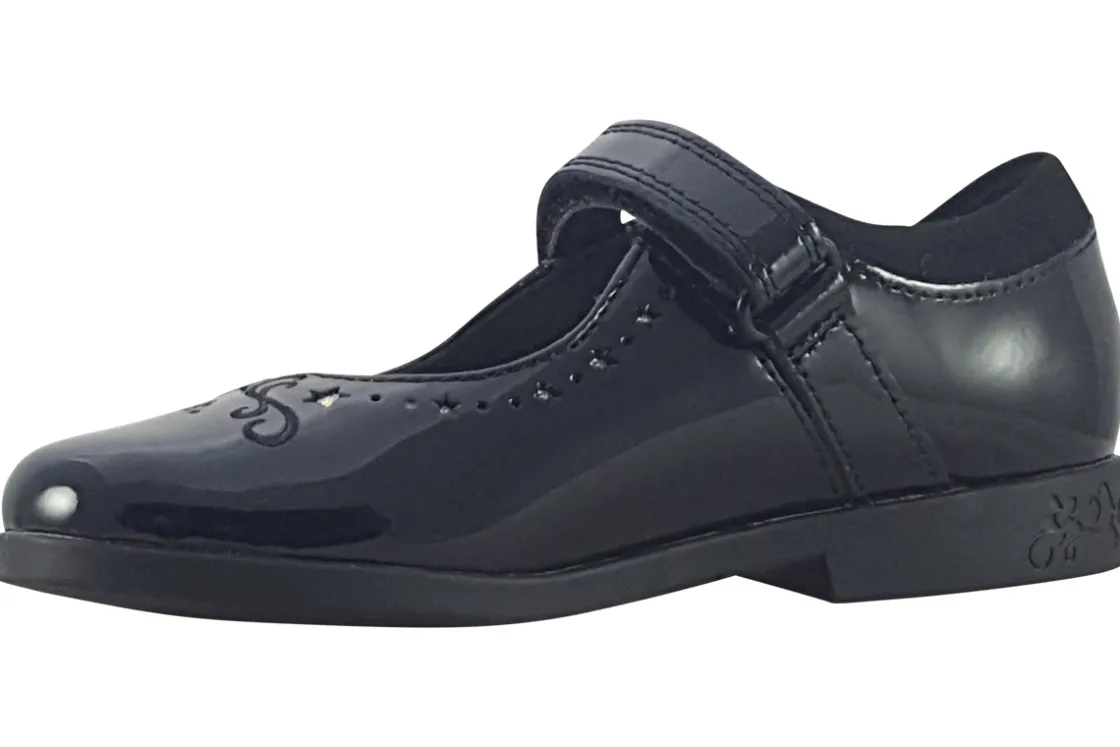 Clarks Junior Girls | Velcro<Lock Magic K. Black Girls Leather Patent School Shoes