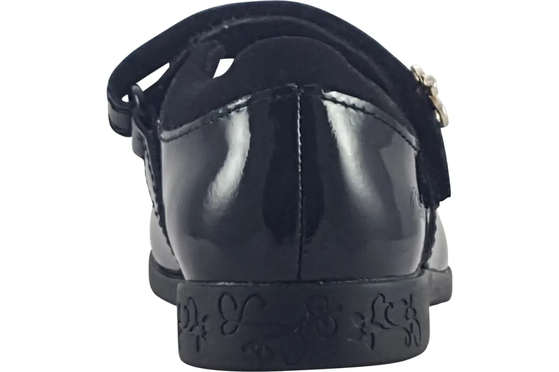 Clarks Junior Girls | Velcro<Lock Magic K. Black Girls Leather Patent School Shoes
