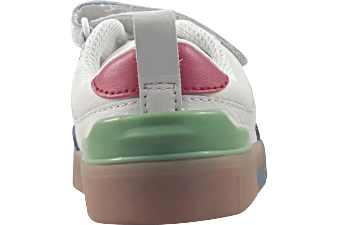 BOY Clarks Velcro | Boys Shoes<Oslo Vibe K Boys Leather Fashion Trainers White Blue