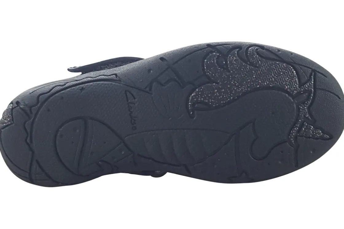 Clarks Junior Girls | Velcro<Relda Gem K. Black Girls Leather Patent School Shoes