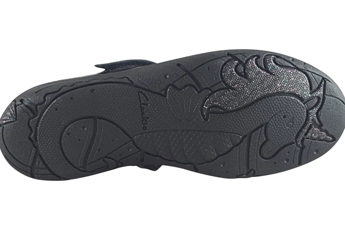 Clarks Junior Girls | Velcro<Relda Spark K. Black Girls School Shoes