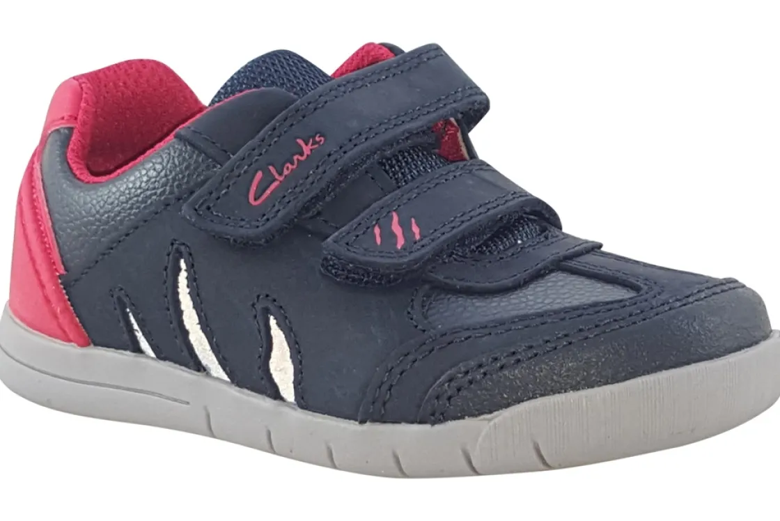 BOY Clarks Velcro | Boys First Shoes<Rex Play T Navy/Red Boys Leather First Shoes
