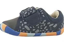 BOY Clarks Velcro | Boys First Shoes<Roamer Tri T Boys Leather First Shoes Grey Blue