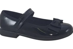 Clarks Velcro | Junior Girls<Scala Tap T Black Girls Leather Patent School Shoes