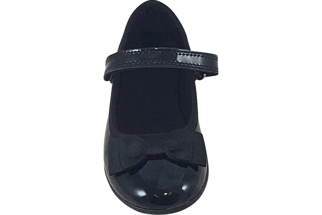 Clarks Velcro | Junior Girls<Scala Tap T Black Girls Leather Patent School Shoes