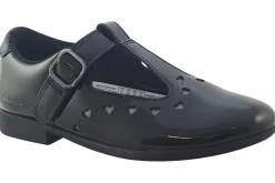 Clarks Junior Girls | Velcro<ScalaDress O. Black Girls Leather Patent School Shoes