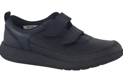 BOY Clarks Junior Boys | Velcro<Scape Flare K Black Boys Leather School Shoes