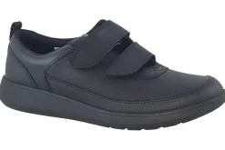 BOY Clarks Velcro | Junior Boys<Scape Flare Y Black Boys Leather School Shoes