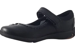 Clarks Velcro | Junior Girls<Sea Shimmer K Black Girls Leather School Shoes