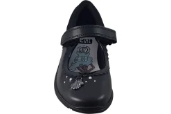 Clarks Velcro | Junior Girls<Sea Shimmer K Black Girls Leather School Shoes