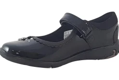 Clarks Velcro | Junior Girls<Sea Shimmer K Black Girls Leather School Shoes