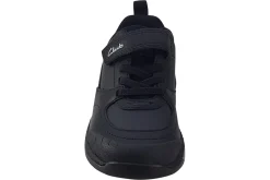 BOY Clarks Junior Boys | Velcro<SteggyStride K Black Boys Leather School Shoes