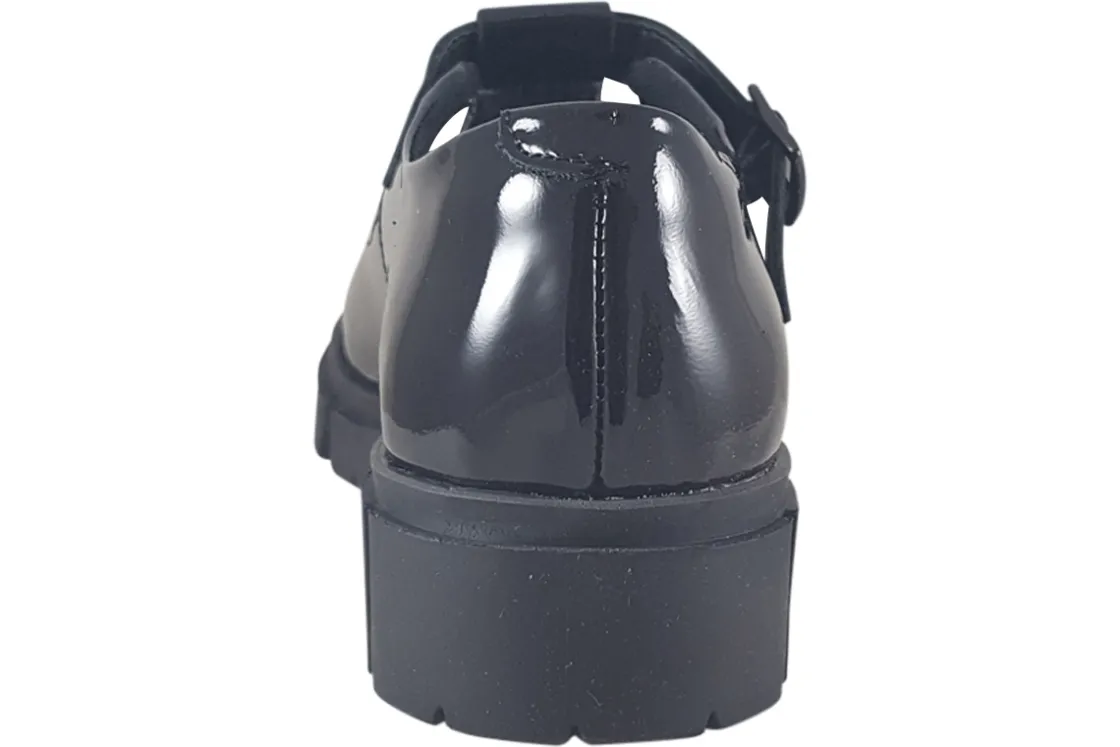 Women Clarks Senior Girls | Womens Shoes<Teala Bar Black Womens Leather Patent T-Bar Shoes