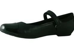 Clarks Velcro | Junior Girls<Tizz Talk Black (E Fit) Girls Leather Shoes