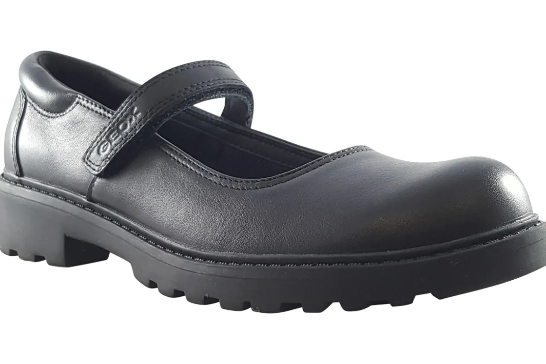 Geox Junior Girls | Senior Girls<Casey MJ Girl J642OP Black Girls Leather School Shoes