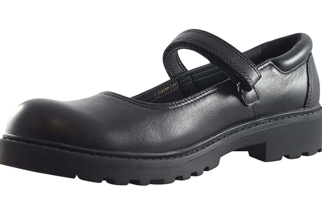 Geox Junior Girls | Senior Girls<Casey MJ Girl J642OP Black Girls Leather School Shoes