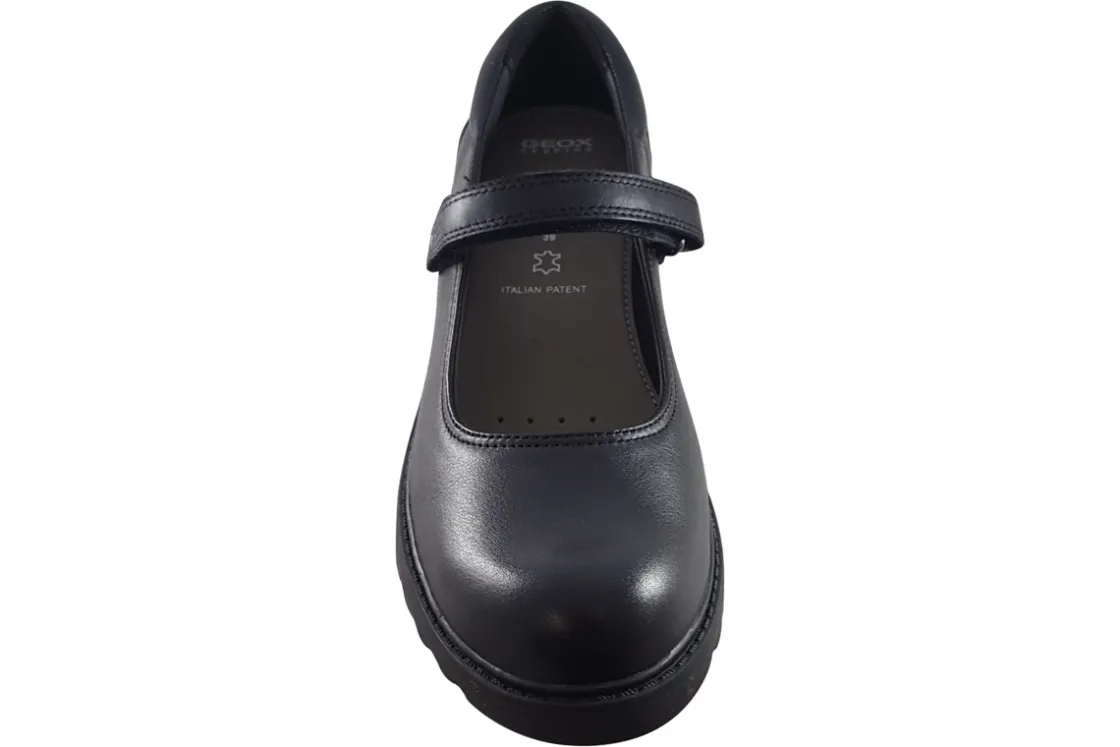 Geox Junior Girls | Senior Girls<Casey MJ Girl J642OP Black Girls Leather School Shoes