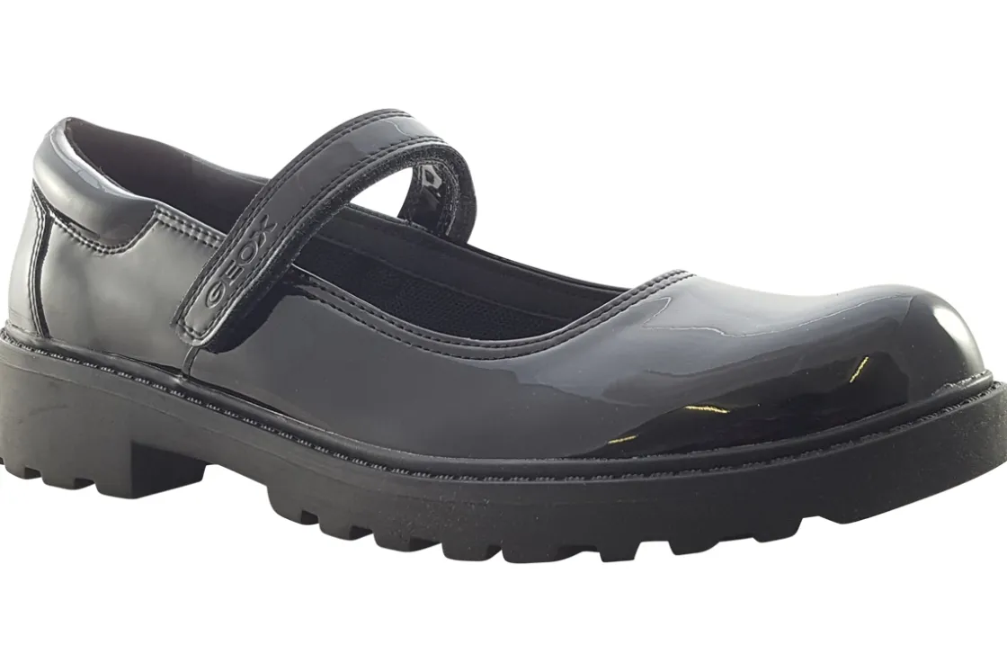 Geox Junior Girls | Senior Girls<Casey MJ Girl J642OP Black Girls Leather School Shoes