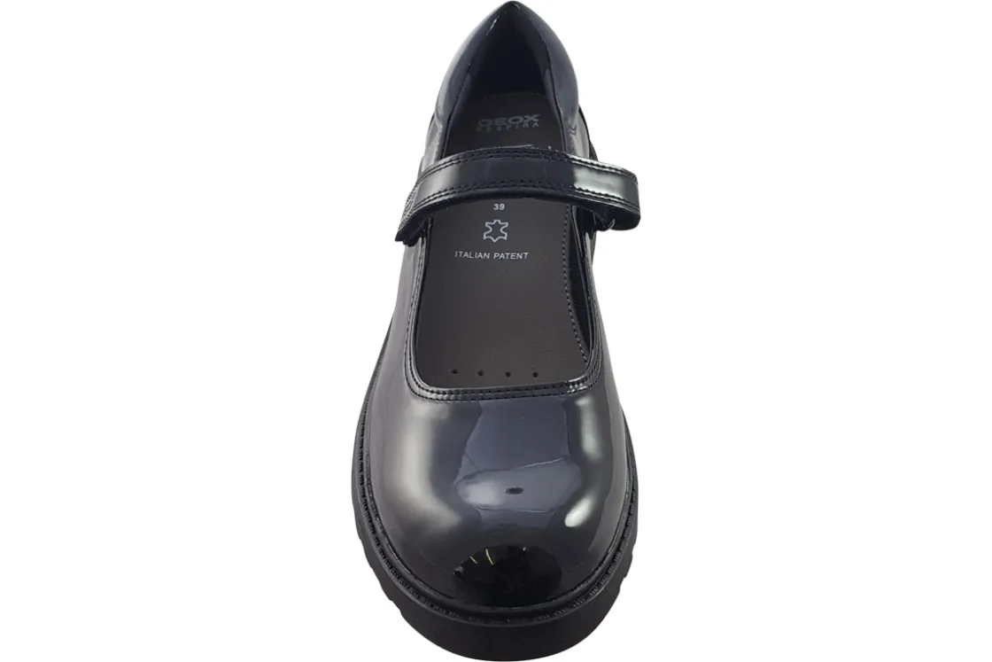 Geox Junior Girls | Senior Girls<Casey MJ Girl J642OP Black Girls Leather School Shoes