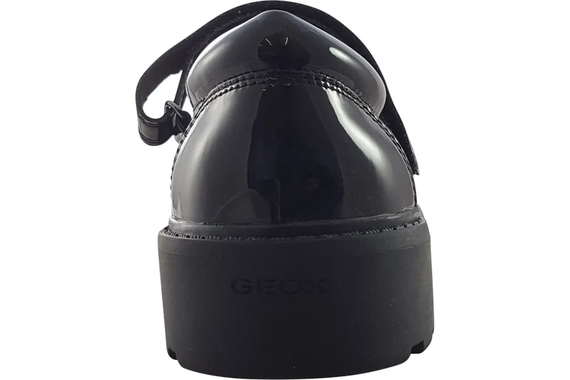 Geox Junior Girls | Senior Girls<Casey MJ Girl J642OP Black Girls Leather School Shoes