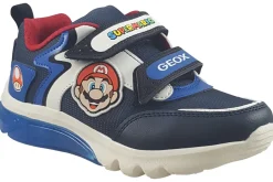 BOY Geox Velcro | Breathable Membrane<Ciberdron 'Mario' J46LB1 Boys Navy Royal Leather Trainers