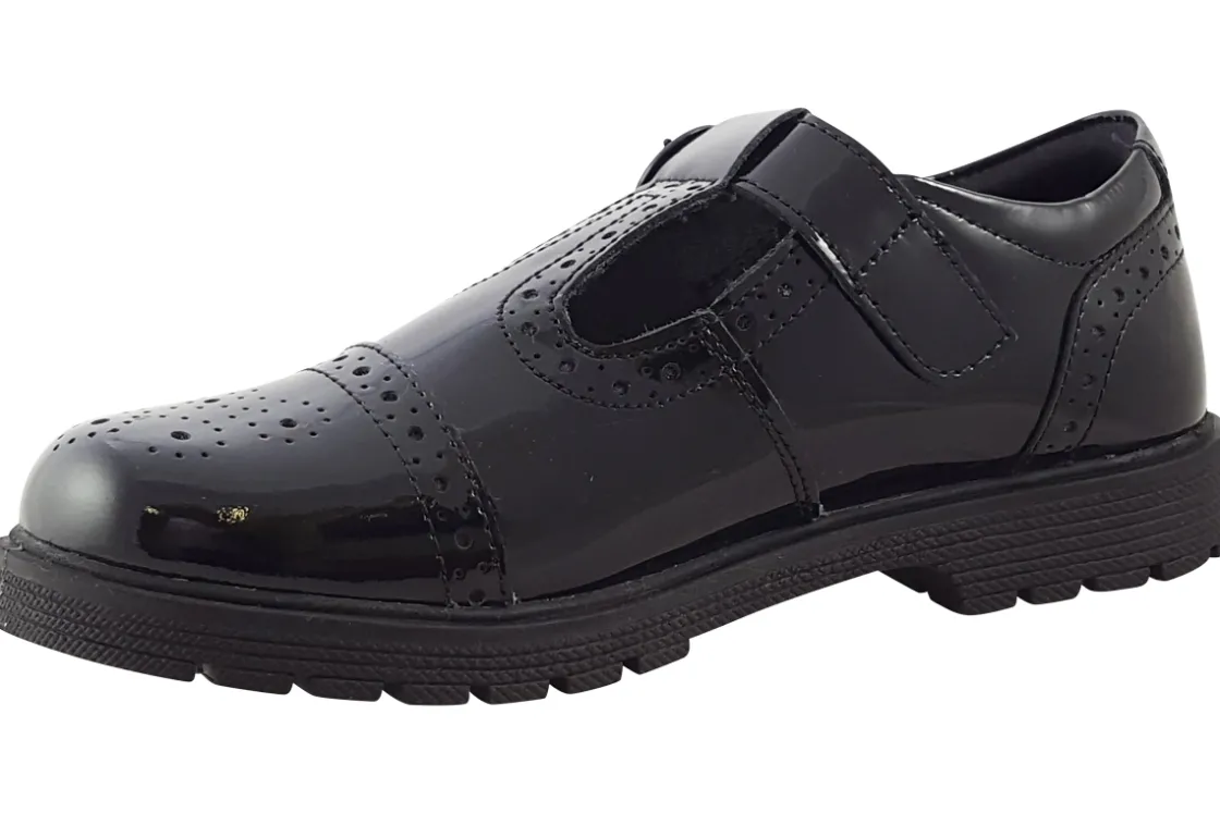 Hush Puppies Junior Girls | Senior Girls<Paloma T-Bar Black Girls Leather School Shoes