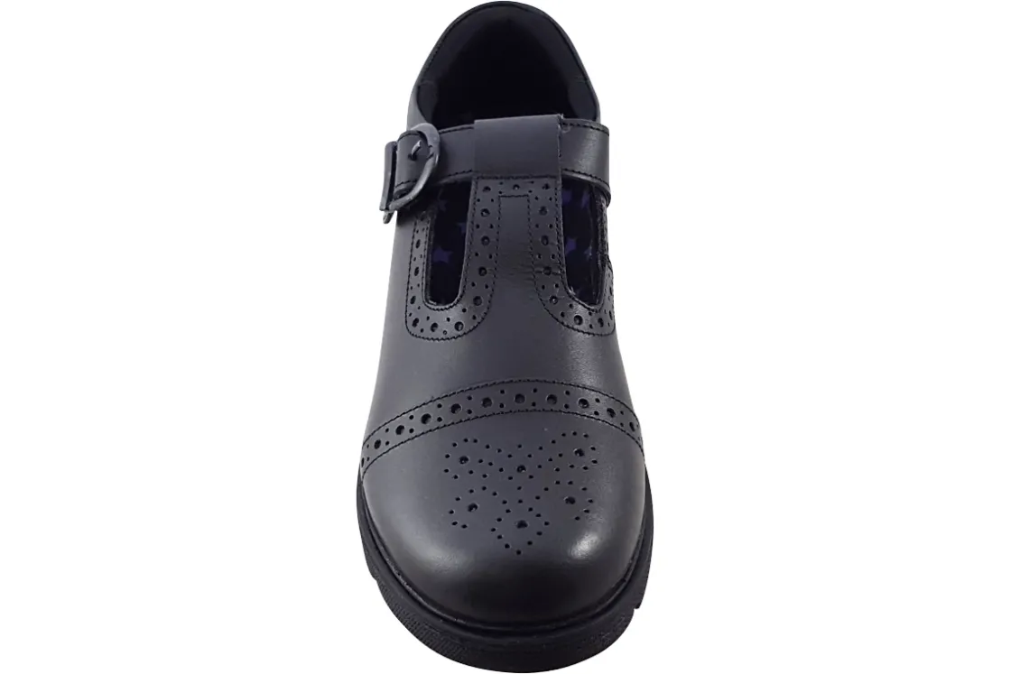 Hush Puppies Junior Girls | Senior Girls<Paloma T-Bar Black Girls Leather School Shoes