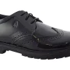 Hush Puppies Junior Girls | Senior Girls<Sally Brogue Black Girls Leather Patent School Shoes