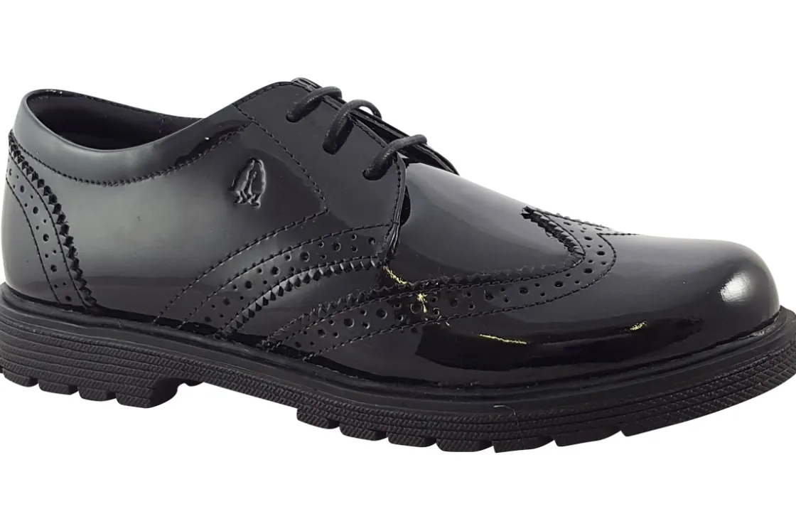Hush Puppies Junior Girls | Senior Girls<Sally Brogue Black Girls Leather Patent School Shoes